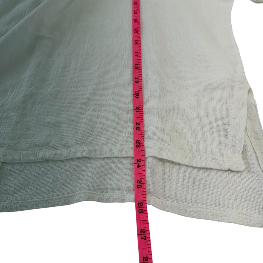 Catwalk Studio White Linen Cotton V-Neck Top Textured Boxy Lagenlook,‎ OS - Picture 5 of 7